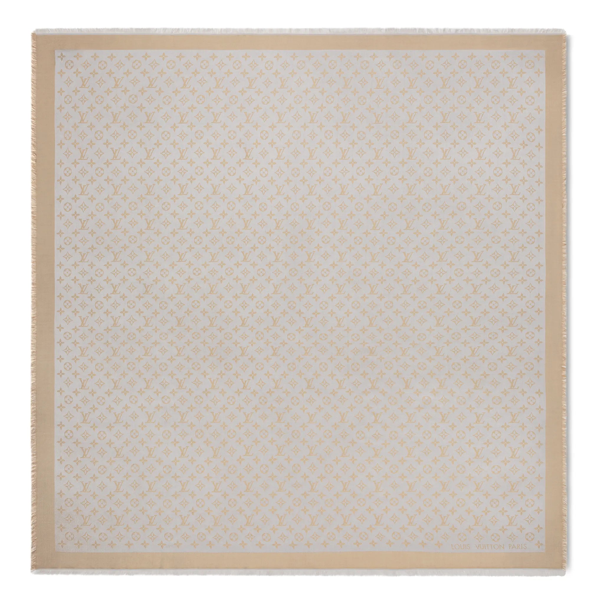 Front View of Louis Vuitton Monogram Shine Greige Shawl M75121